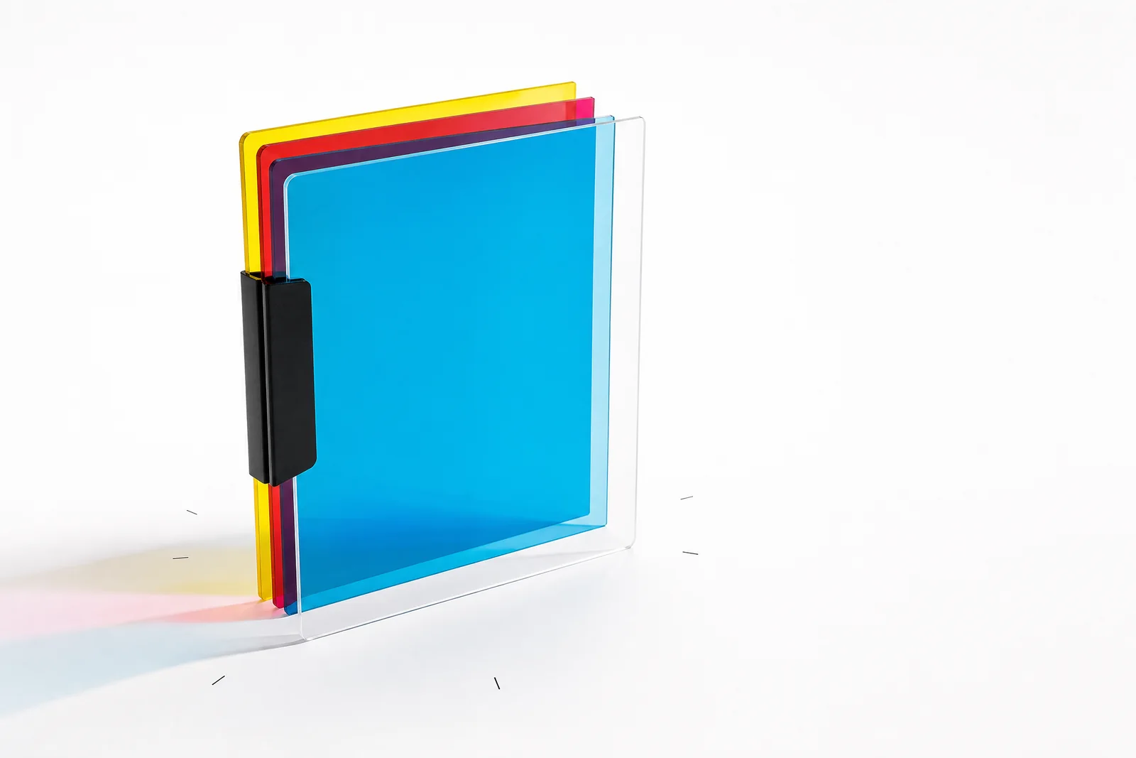 Translucent executive decision brief aligned by a black clip