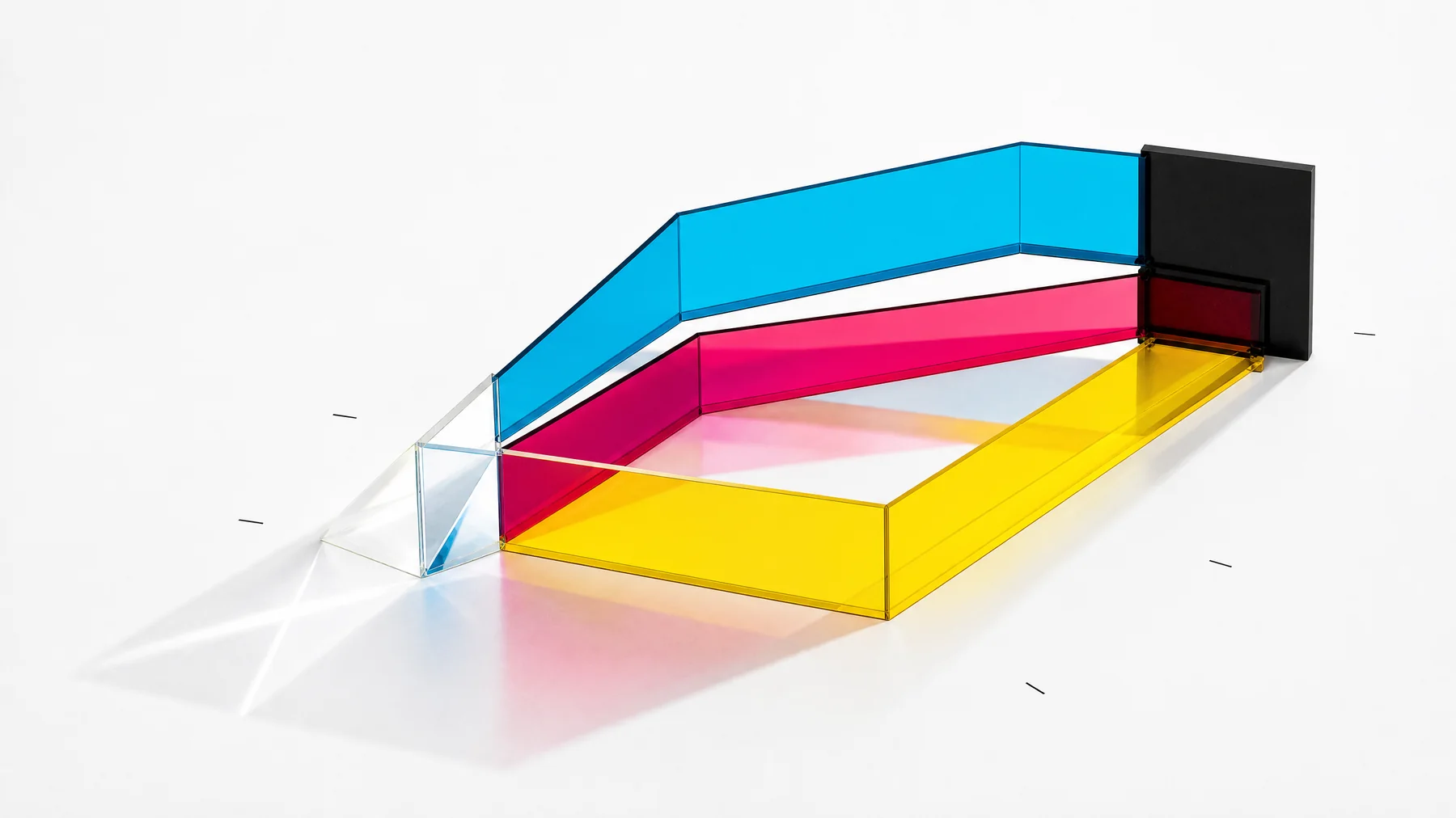 Translucent data lineage sculpture recombining at a decision point